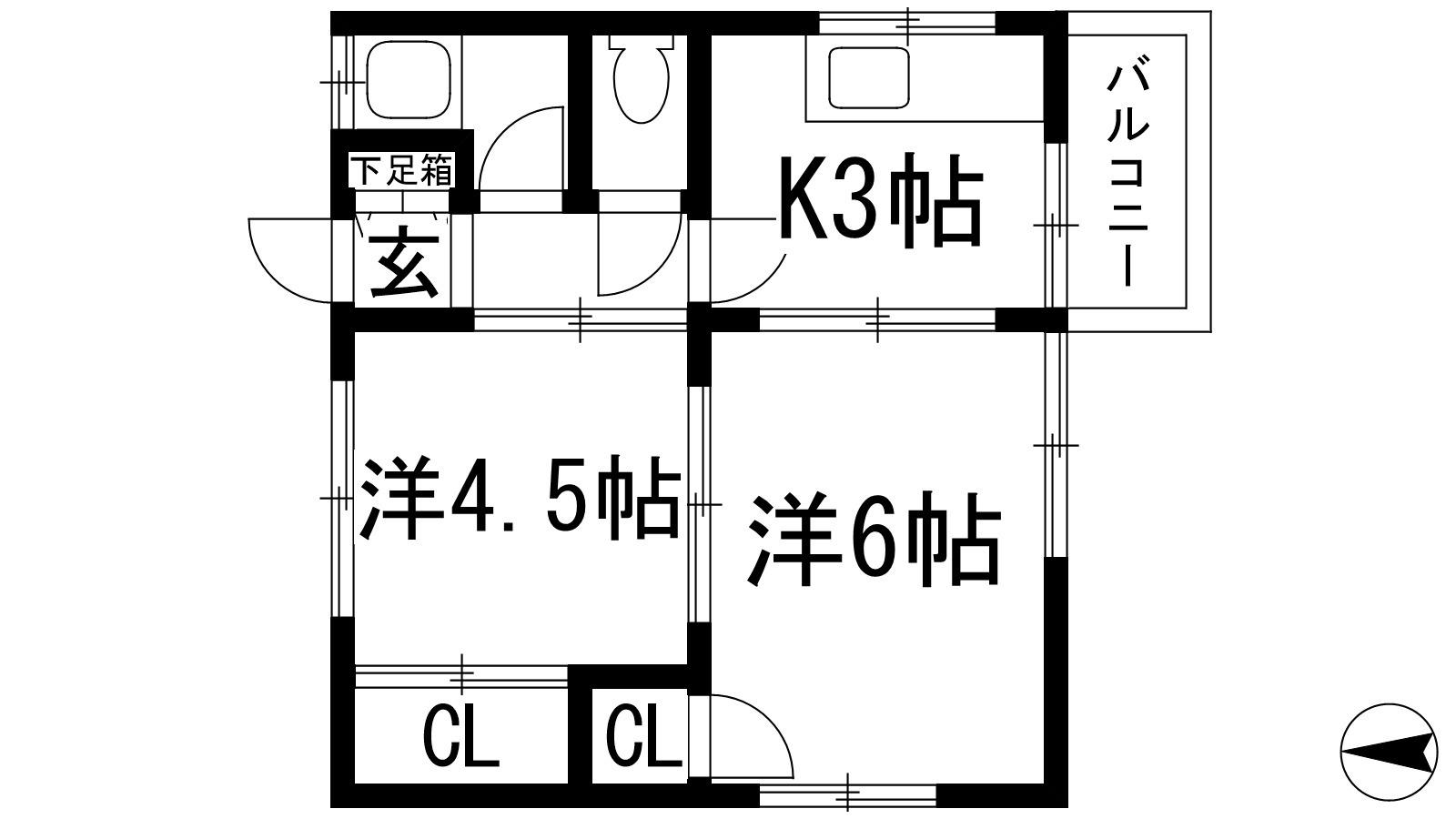 パレス池田住吉(2K/2階)の間取り写真