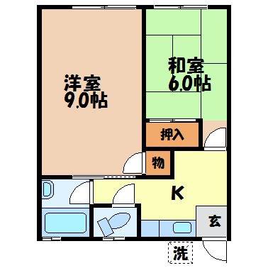 アーバンエース(2K/2階)の間取り写真