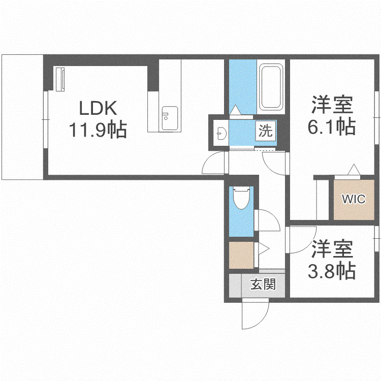 D-ROOM藤崎(2LDK/3階)の間取り写真