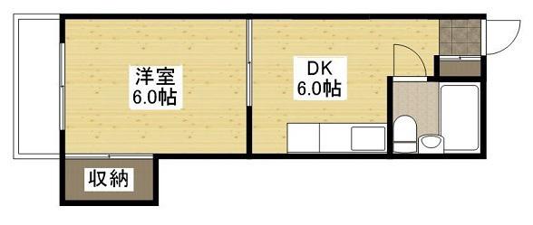 フィオーレ平塚(1DK/3階)の間取り写真