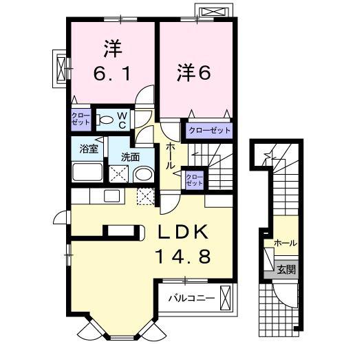 TAKASAKI TOTTOSII(2LDK/2階)の間取り写真