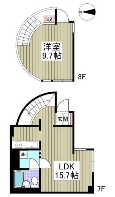 エビデンス(1LDK/7階)の間取り写真