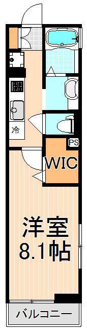 ソルテール六町(1K/2階)の間取り写真
