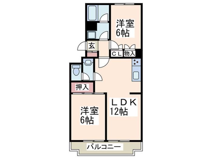 サンバレーフラッツ(2LDK/1階)の間取り写真
