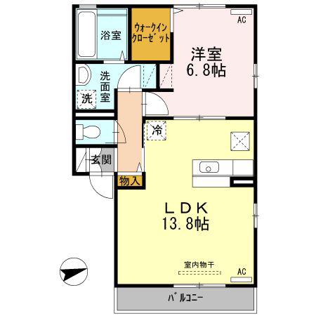 エスペランサ∞(1LDK/1階)の間取り写真