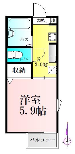 新坂壱番館(1K/1階)の間取り写真