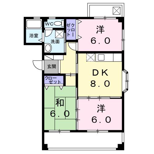 プリマヴェーラHAZU(3DK/3階)の間取り写真