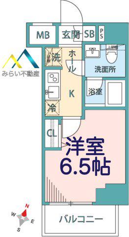 マキシヴ横浜吉野町ノース(1K/6階)の間取り写真