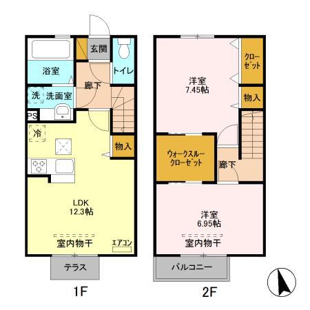 舘の杜 エトワール D棟(2LDK/1階)の間取り写真