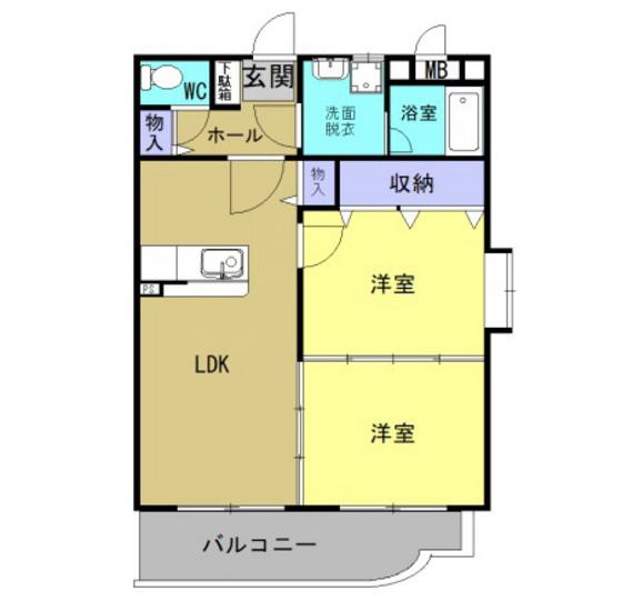 クレールコートII(2LDK/2階)の間取り写真