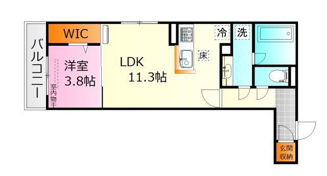CAMPANLLA舟入南(1LDK/1階)の間取り写真