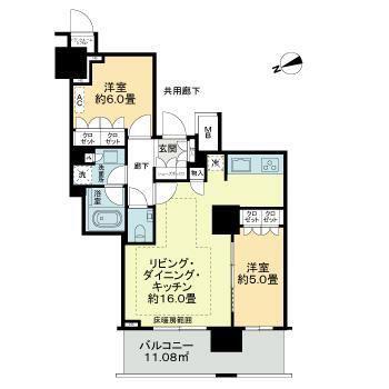 津田沼ザ・タワー(2LDK/24階)の間取り写真