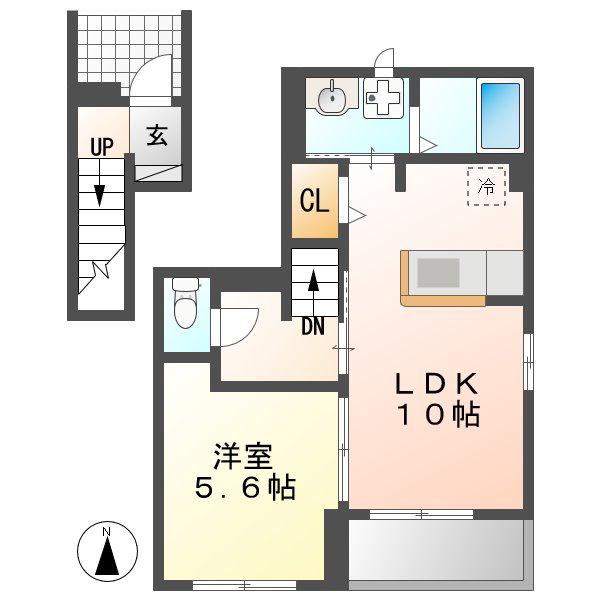 ボヌール Ⅰ(1LDK/2階)の間取り写真