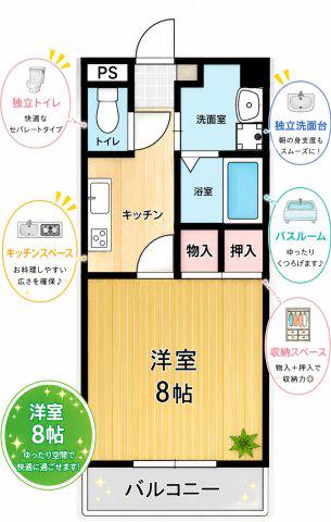 WING HILLS(1DK/1階)の間取り写真
