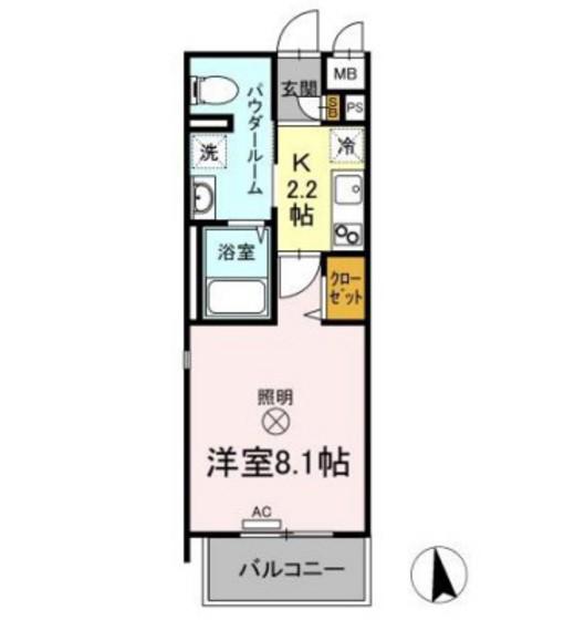 フォレスタ岡山医大南(1K/1階)の間取り写真
