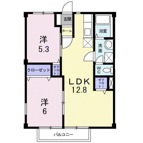 ニューシティ川島A(2LDK/2階)の間取り写真