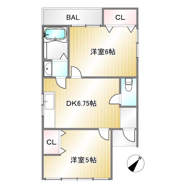 KIKUSUI MANSION(2DK/4階)の間取り写真