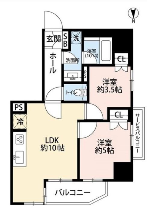 プレール・ドゥーク菊川駅前(2LDK/5階)の間取り写真