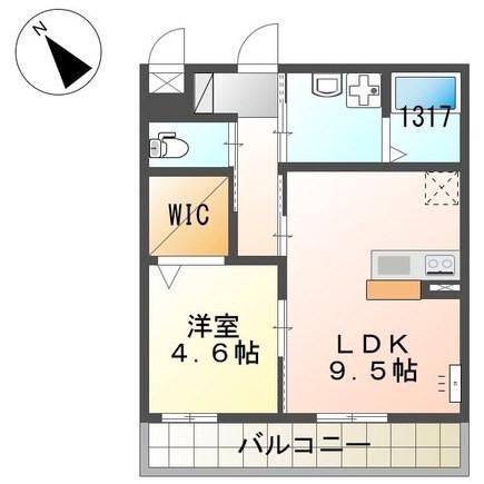 オリンピア飾磨(1LDK/2階)の間取り写真