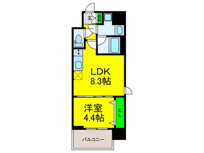 スプランディッド難波III(1LDK/8階)の間取り写真