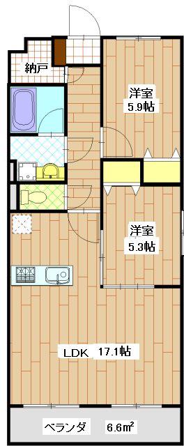メイユール(2SLDK/2階)の間取り写真