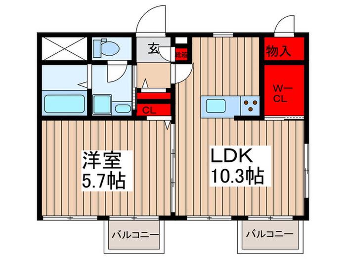 イーストエッヂ(1LDK/2階)の間取り写真