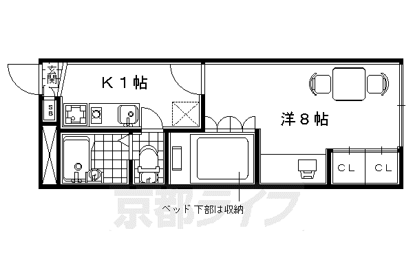 レオパレス クールドロータス(1K/1階)の間取り写真