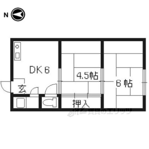 ダイリン三室戸(2DK/1階)の間取り写真