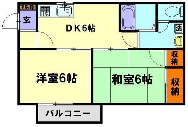 ドムスプリメーラ(2DK/1階)の間取り写真