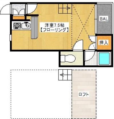 シティハイム光丘B(1K/2階)の間取り写真