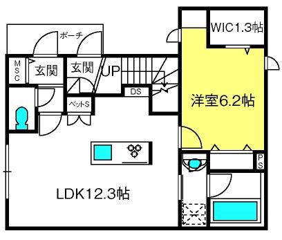 サンボナールM(1LDK/1階)の間取り写真