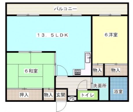 グランディール光町(2LDK/4階)の間取り写真