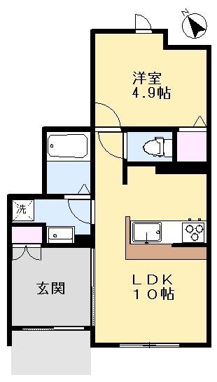 コリド赤塚 A(1LDK/1階)の間取り写真