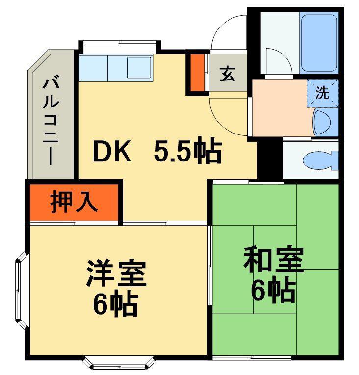それいゆ夏見(2DK/1階)の間取り写真