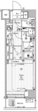 ザプレミアムキューブG潮見(1K/3階)の間取り写真