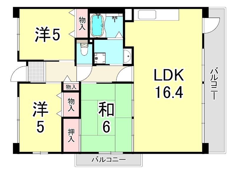 URパークタウン西武庫 9号棟(3LDK/6階)の間取り写真