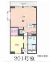 ヴァンベール苅部(1LDK/2階)の間取り写真