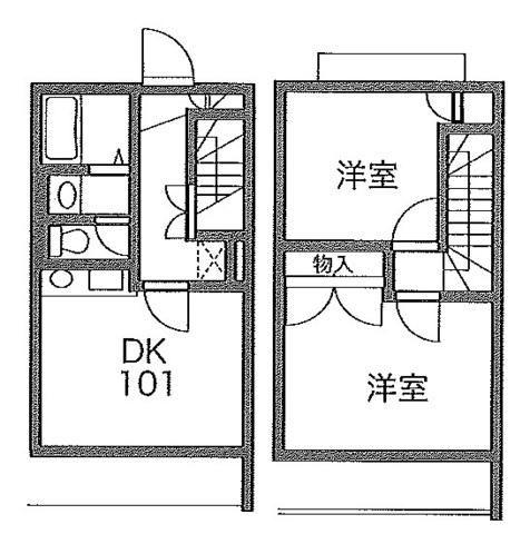 レオパレスラルクアンシエル(2DK/1階)の間取り写真