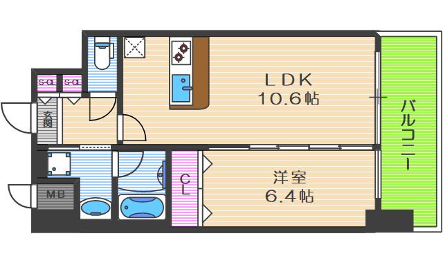 LA DOUCEUR天満(1LDK/3階)の間取り写真
