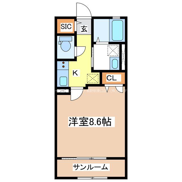アテンションハイム三輪(1K/2階)の間取り写真