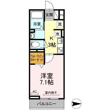 D-グレイス A(1K/2階)の間取り写真