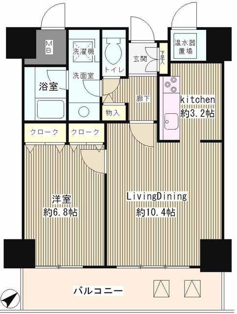 トレステージ目黒(1LDK/9階)の間取り写真