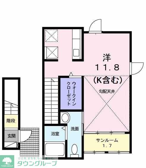 サンライズ T-ハウス(ワンルーム/2階)の間取り写真