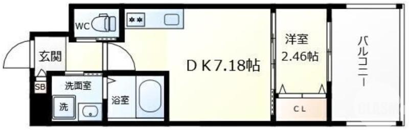 テラ浅香山(1DK/2階)の間取り写真