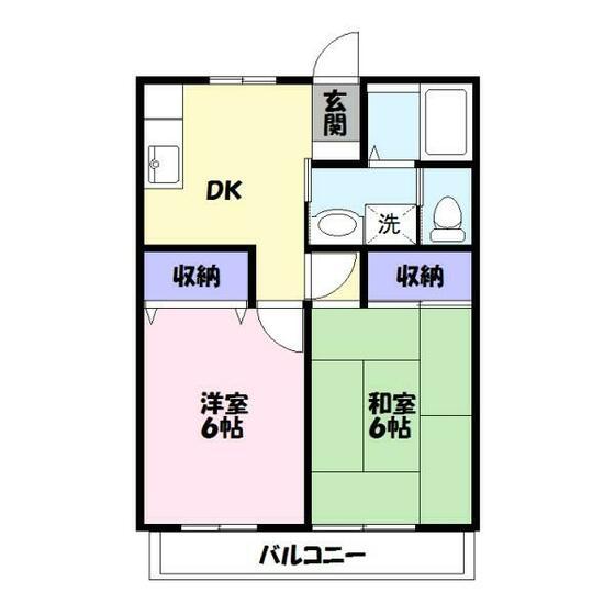 アーバンサイドA(2DK/2階)の間取り写真