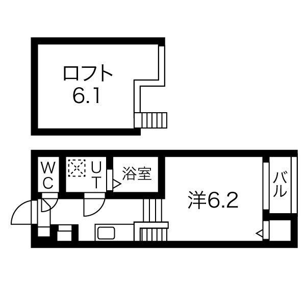 GRANDE吹上(1SK/2階)の間取り写真