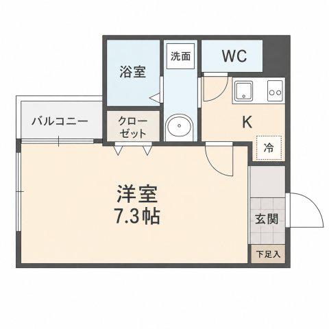 EXGRANDE長町1丁目(1K/1階)の間取り写真