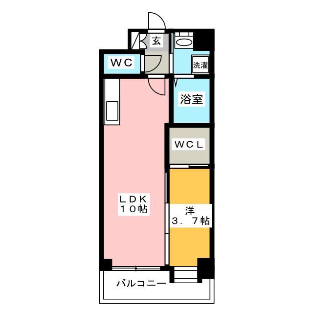ルッシェ竹下駅前(1LDK/3階)の間取り写真