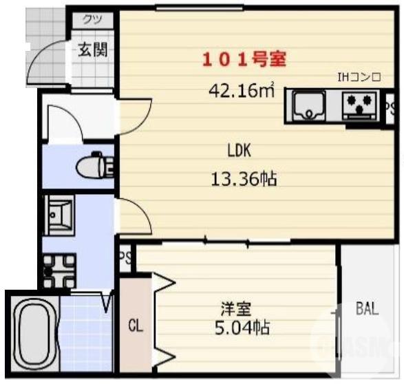 ヴィラ堺湊(1LDK/1階)の間取り写真