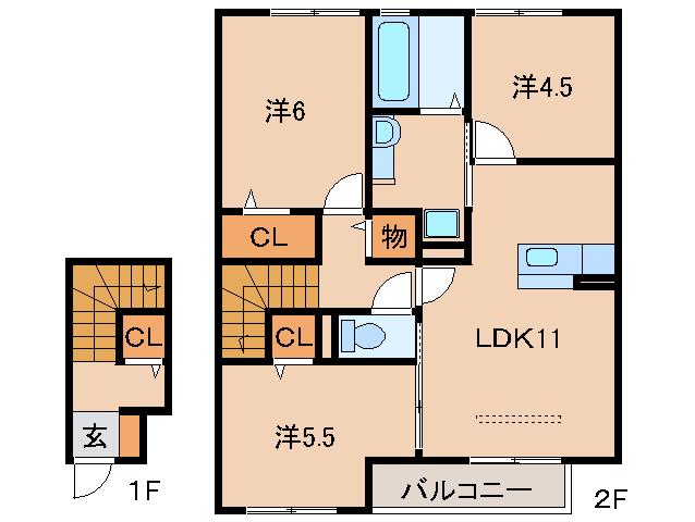 YS コトブキ(3LDK/2階)の間取り写真